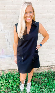 Black Polo V-neck Dress